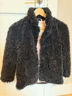 Abercrombie & Fitch kids Black Sherpa Jacket with Blush Lining